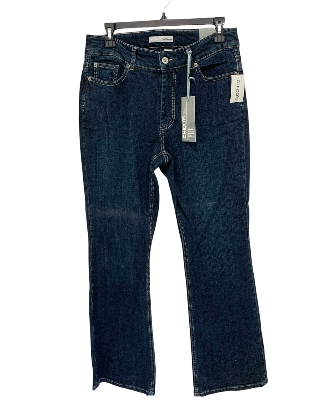 Chico's Platinum Dark Indigo Bootcut Jeans 1 (8) Short NWT